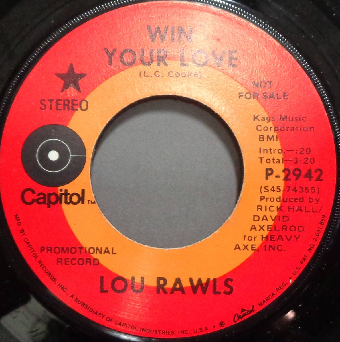 【SOUL 45】LOU RAWLS - WIN YOUR LOVE / COPPIN A PLEA (s231014009)_画像1