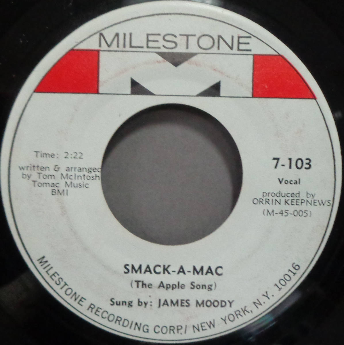 【JAZZ 45】JAMES MOODY - SMACK-A-MAC / (INSTR.) (s231017023)_画像1