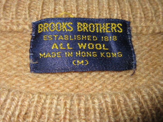 Brooks Brothers　ブルックス ブラザーズ　セーター　クルーネック　M　プラッドフロント　毛100%　香港製_⑥ 織ネーム：拡大