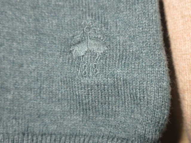 Brooks Brothers Red Fleece　ブルックス ブラザーズ レッドフリース 　セーター　クルーネック　L　緑/ベージュ　綿92%カシミア8%　GF付！_⑨ GF（ゴールデンフリース）：拡大