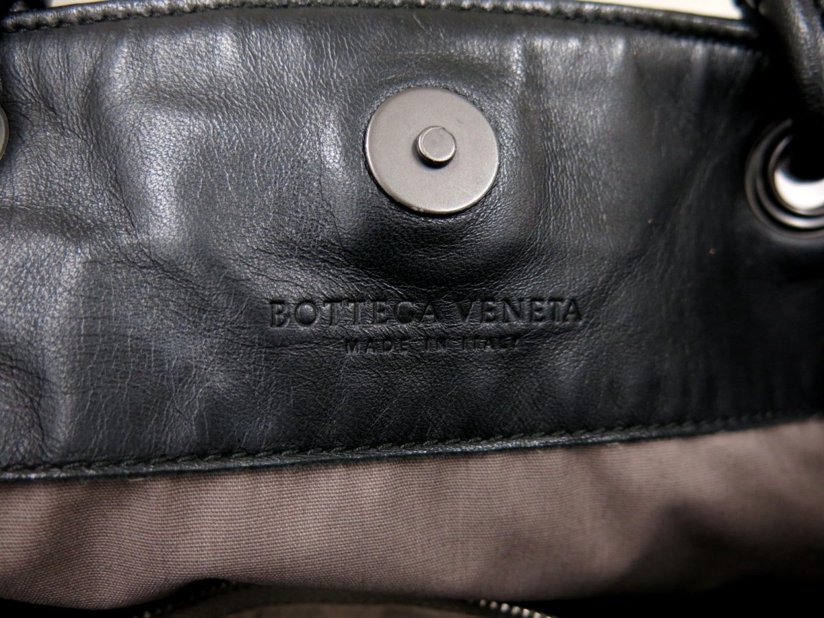 ●超美品●BOTTEGA VENETA ボッテガ ヴェネタ●サッチェル●イントレチャート●カーフ レザー 本革●トート ハンド バッグ●黒●Js40791_画像7