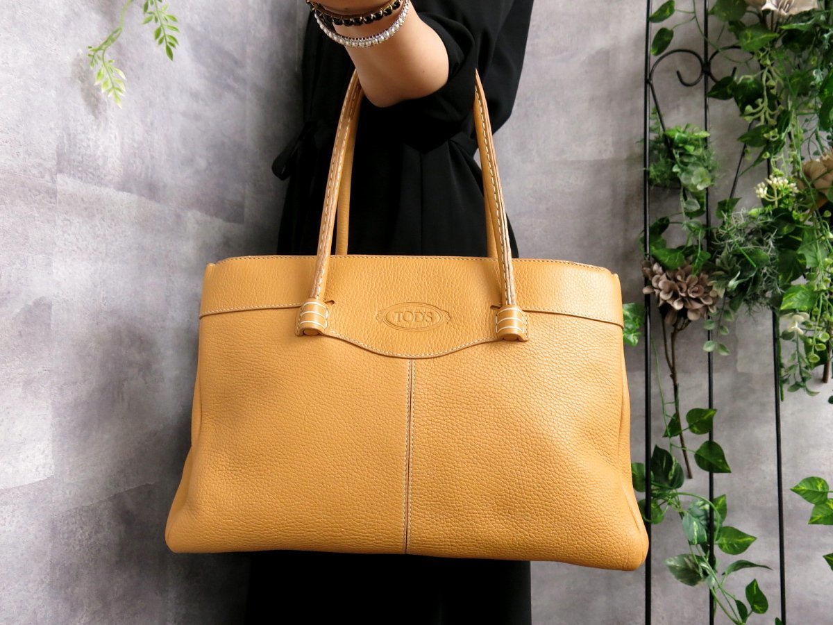 TODS トッズ トートバッグ レザー ロゴ A4-