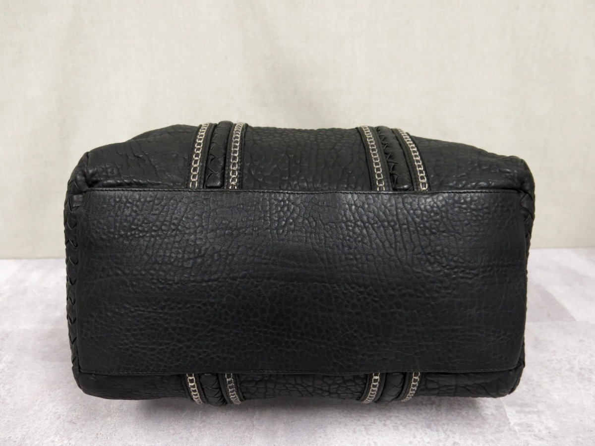 ●超美品●BOTTEGA VENETA ボッテガ ヴェネタ●モンテーニュ イントレチャート●内スエード レザー●ハンド バッグ●黒●B5 収納●Js41059_画像6