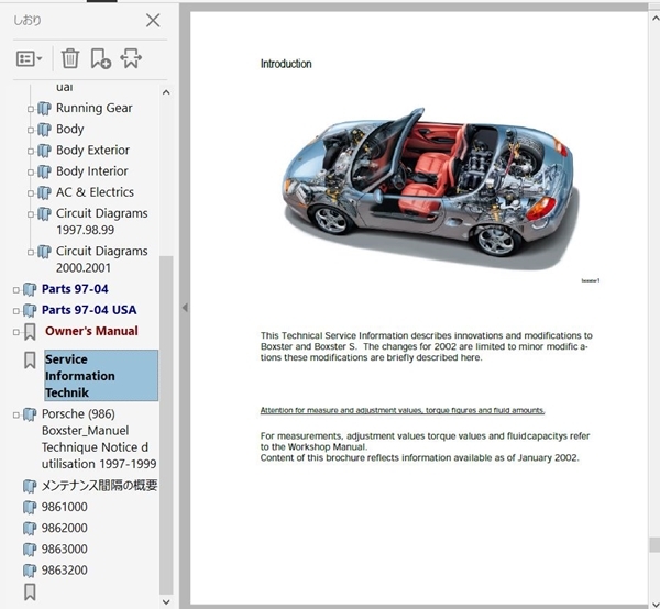 ポルシェ　ボクスター 986 ワークショップマニュアル Ver2 整備書 配線図 ボディー修理 パーツリスト オーナーズマニュアル 他　修理書_画像3