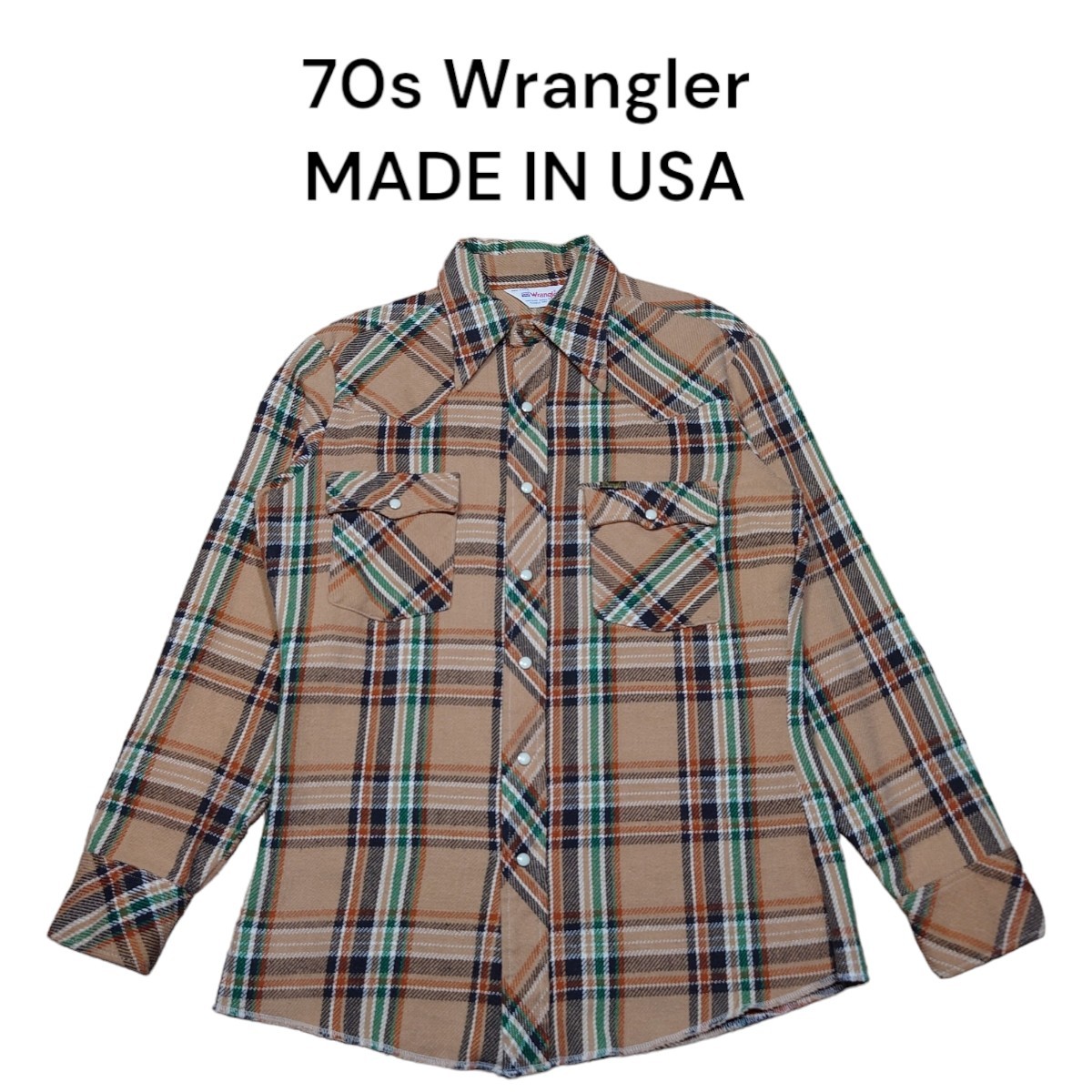 今ならほぼ即納！ USA製 70s Wrangler ウエスタンシャツ チェック