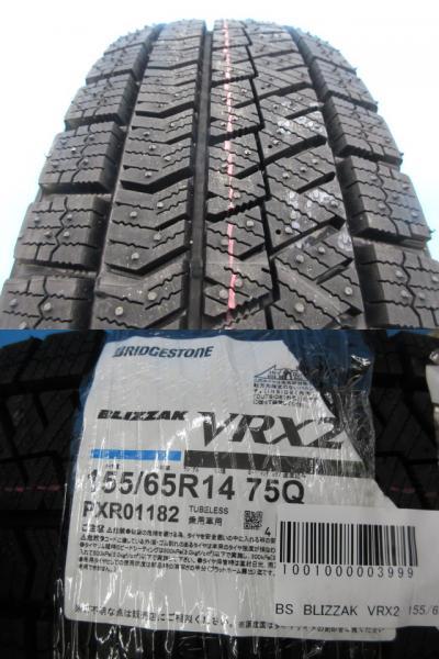 VENES FS01(GBK)14x4.5J+45 4H-100＆BS BLIZZAK VRX2 155/65R14 新品4本 タント ムーヴ ワゴンR スペーシア N-BOX N-WGN デイズ 鴻巣_画像5