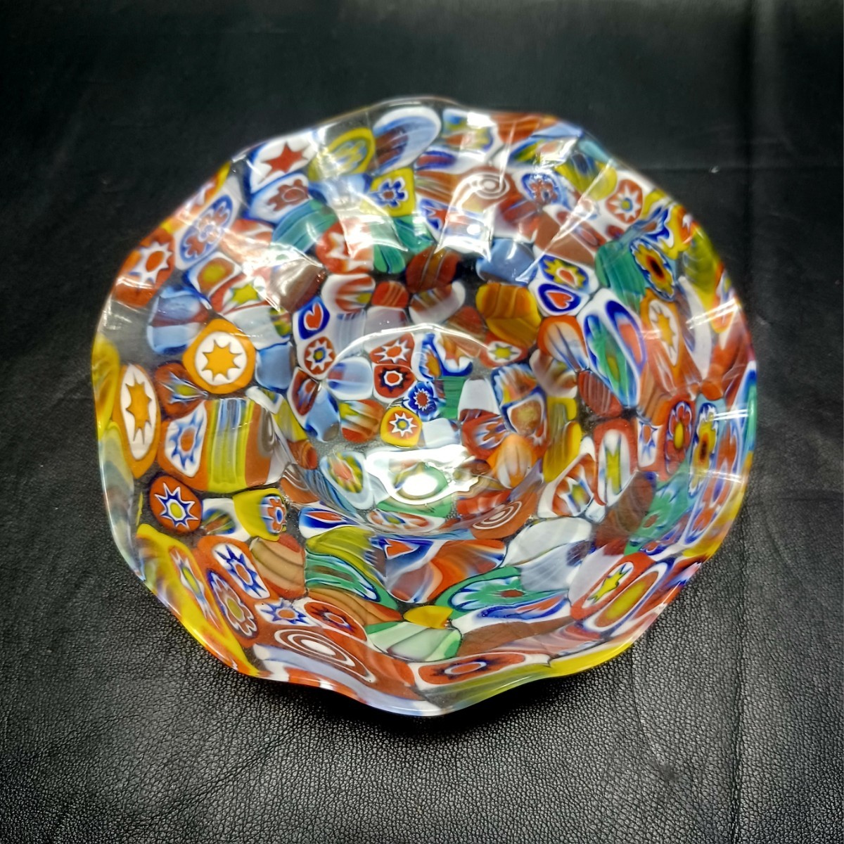 【MURANO】ITALY★ムラノ ミルフィオリ プレート 皿 13.2㎝★ヴェネチアン グラス ムラーノ 島 ベネチアン ガラス