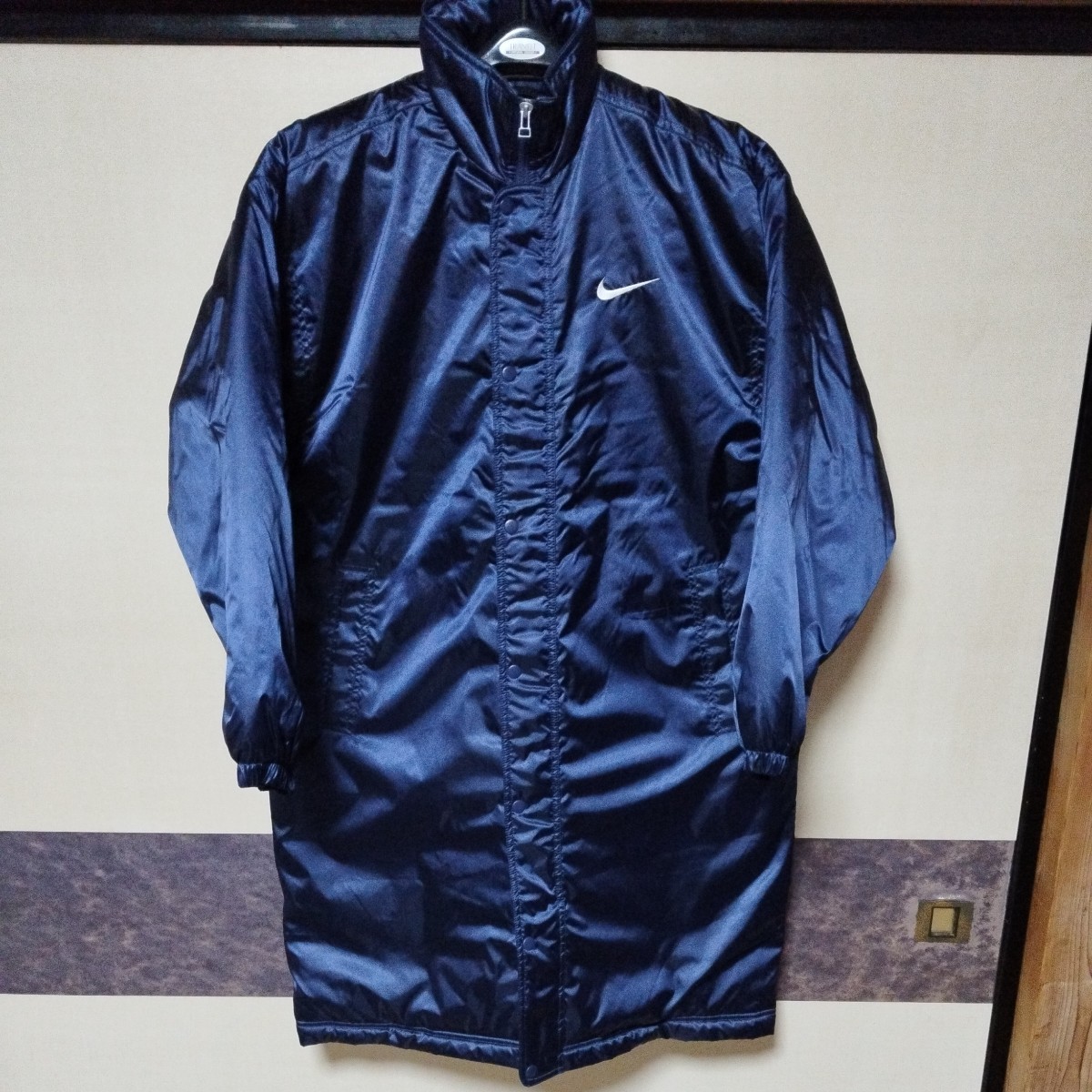  Nike NIKE bench coat cotton inside S used navy Vietnam made 