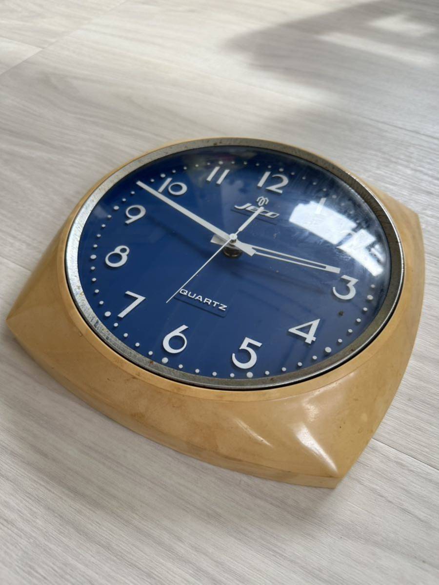 YR1)掛け時計 青 水晶時計 レトロ 昭和レトロ Jeco ジェコー 壁掛け