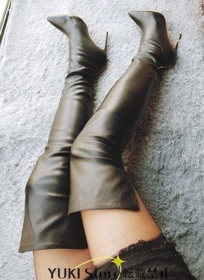  popular * leather knee high boots leather lady's long po Inte dotu