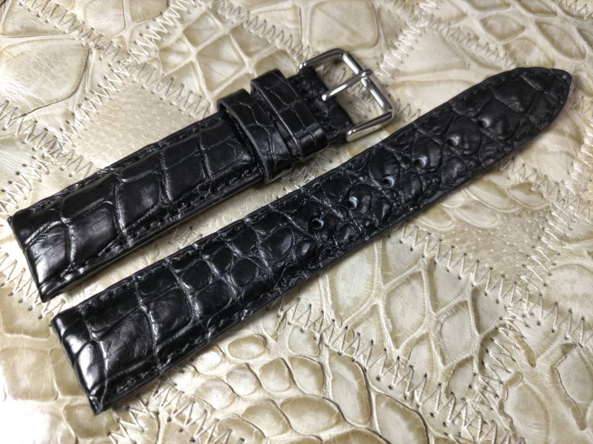  бесплатная доставка подлинный товар крокодил 20mm чёрный прекрасное качество wani кожа рука ремешок для часов 