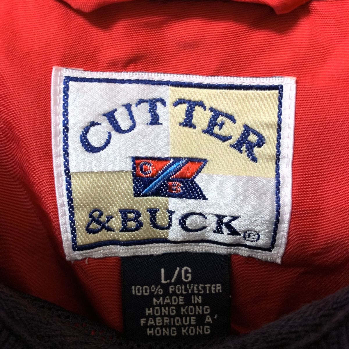 CUTTER&BUCK プルオーバーナイロンジャケット 刺繍ロゴ レッド 古着 ゆるだぼ L ヴィンテージ GOLF
