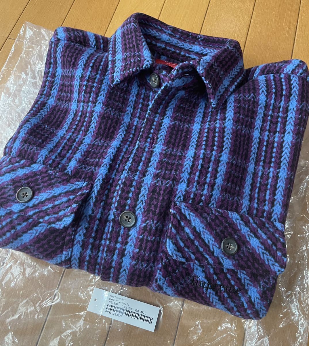 ★Supreme Heavy Flannel Shirt Dark Plum 青紫 S アウター ダウン Tシャツ シュプリーム パーカー boxlogo 新品 送料込_画像3