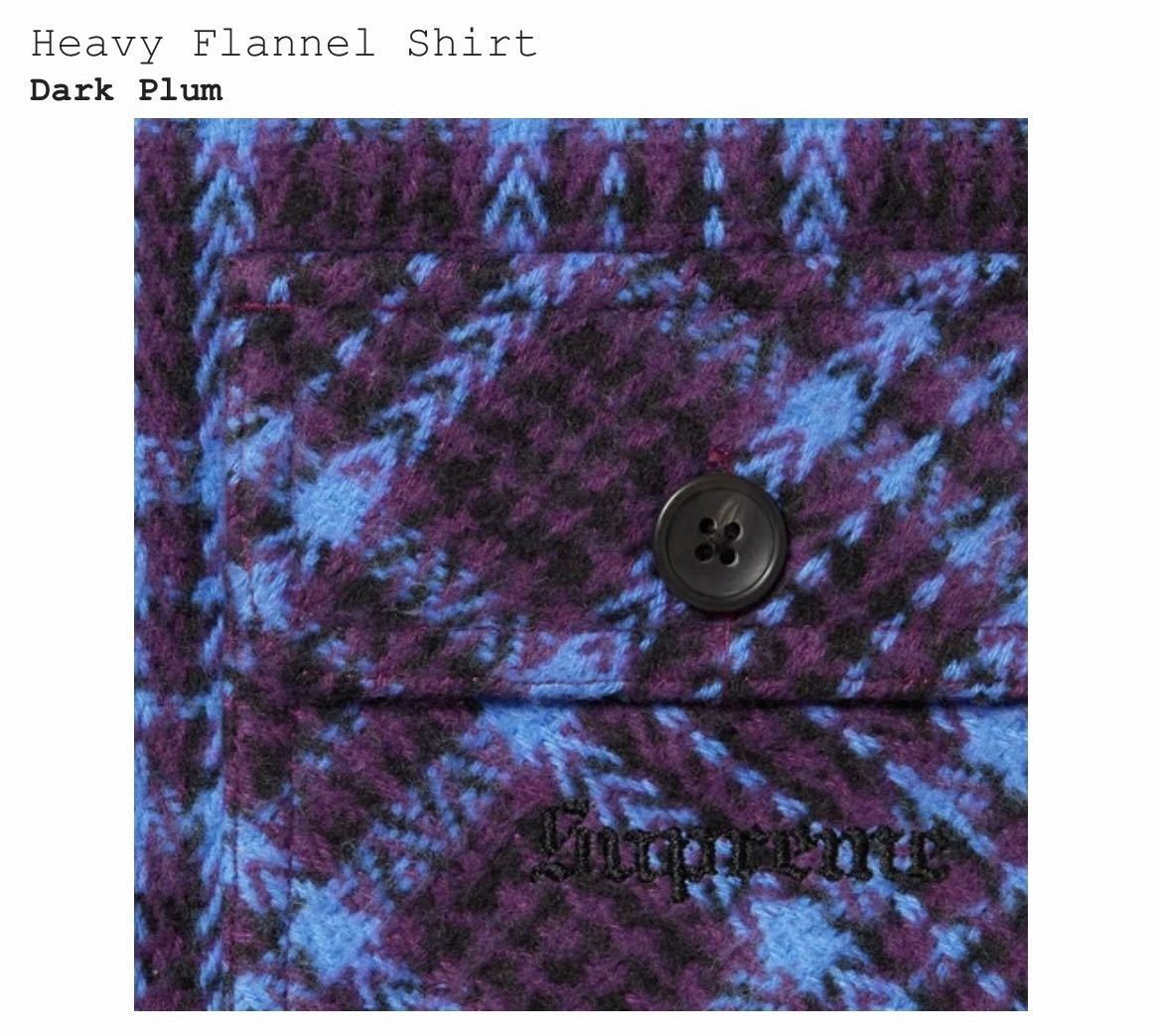 ★Supreme Heavy Flannel Shirt Dark Plum 青紫 S アウター ダウン Tシャツ シュプリーム パーカー boxlogo 新品 送料込_画像2