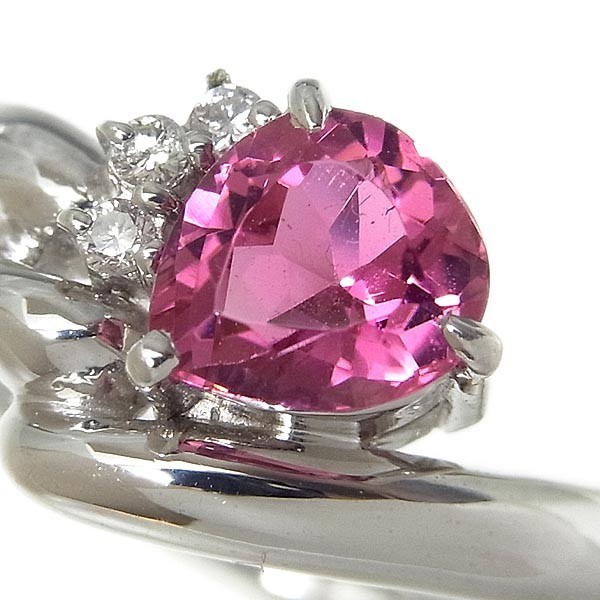 上品コーデはコレで安心! Pt900ピンクトルマリン指輪 0.05ct 7.6g 10号 1.05ct D トルマリン