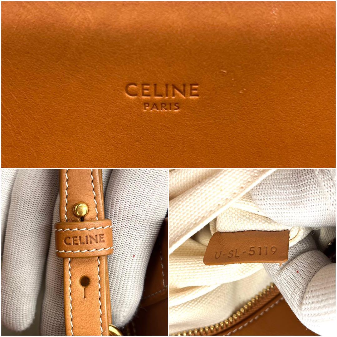 完売品《極希少》セリーヌ CELINE スモール バーティカルカバ キャンバス レザー トートバッグ ショルダーバッグ 2way ブランドロゴ_画像10