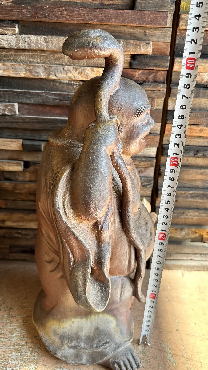 時代 備前焼 布袋置物 布袋様 約45ｃｍ 箱付 作者不明_画像7