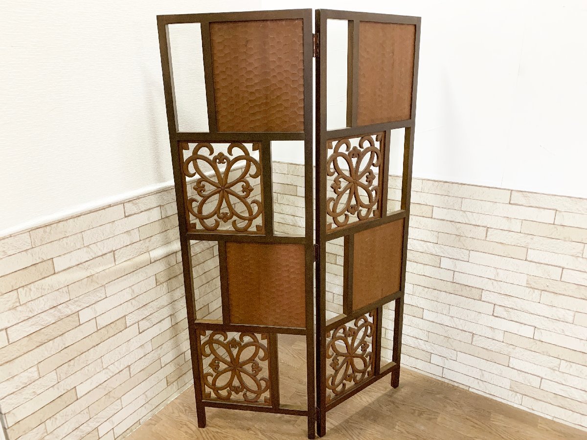  partition tree carving sculpture relief partitioning screen wooden wood Vintage interior 2 ream divider ... Showa Retro width 91cm furniture 