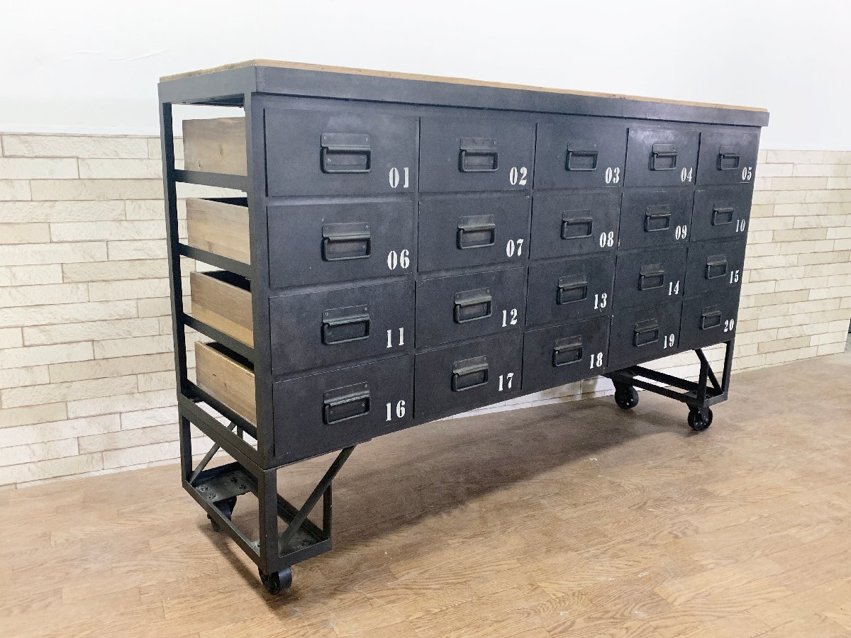 CRUSH GATE crash gate knot antique sJAM jam chest with casters cabinet steel regular price 36.3 ten thousand jpy (.198)
