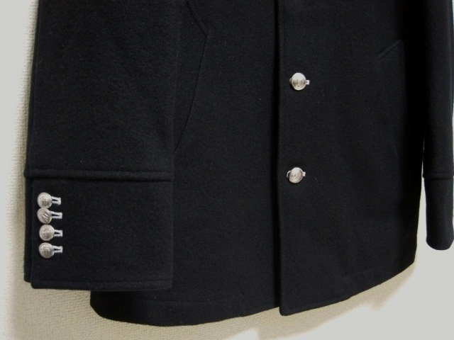  размер L превосходный товар BURBERRY BLACK LABEL серебряный кнопка шерсть морской пальто 3 кожаный жакет чёрный noba в клетку Burberry Black Label 