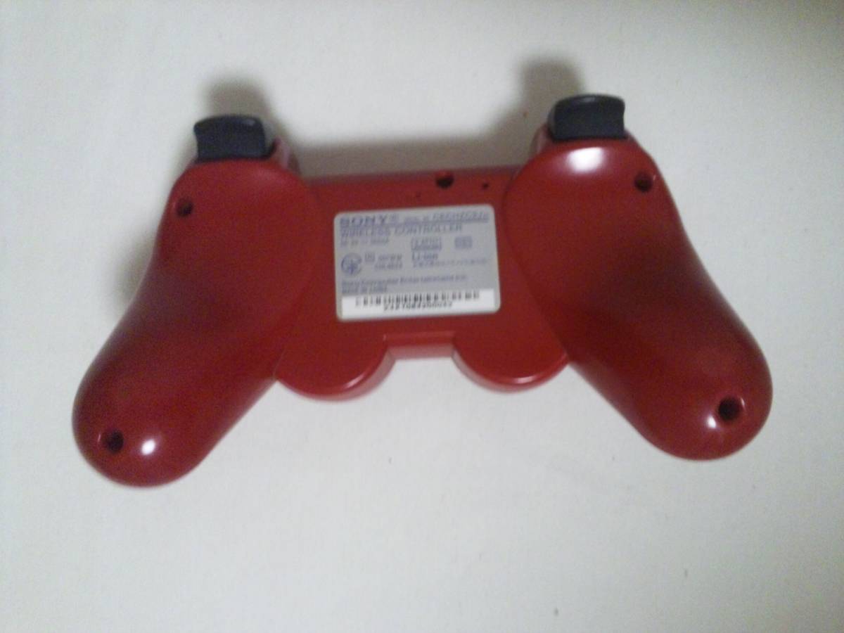 PS3 SONY PS3 DUALSHOCK3 コントローラー ディープ・レッド CECHZC2J A1 動作確認済 割れあり ジャンク扱い_画像2