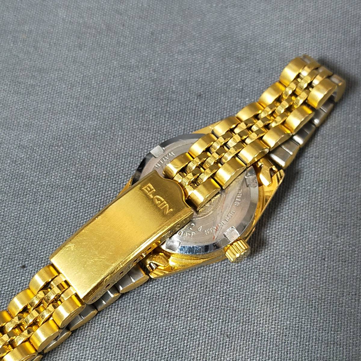 5510/19　GJ52615　ELGIN　DATE QUARTZ　DELUXE　FK-344　3針　カレンダー　レディース　ゴールドカラー　腕時計　エルジン_画像5