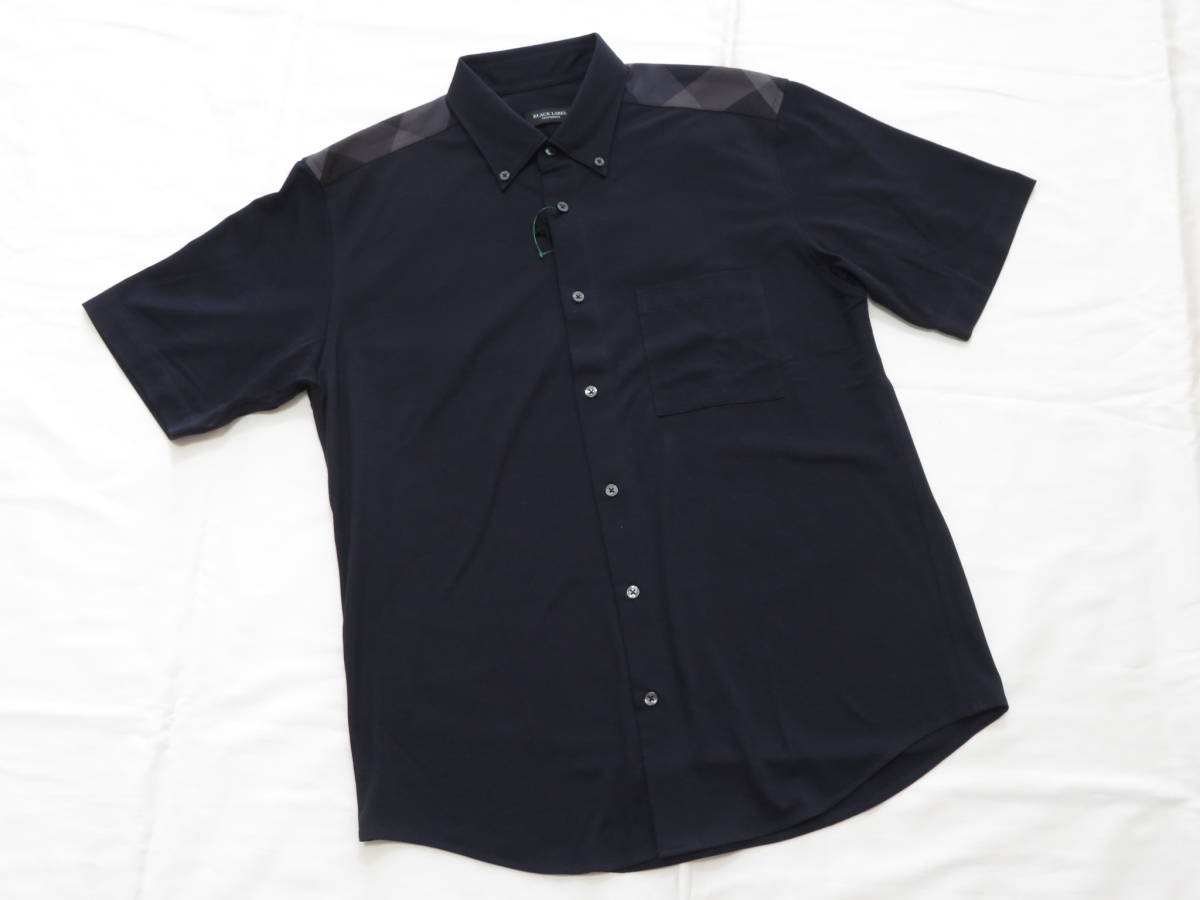 ブラックレーベル クレストブリッジ 半袖肩チェックシャツ Mサイズ　紺 20,900円