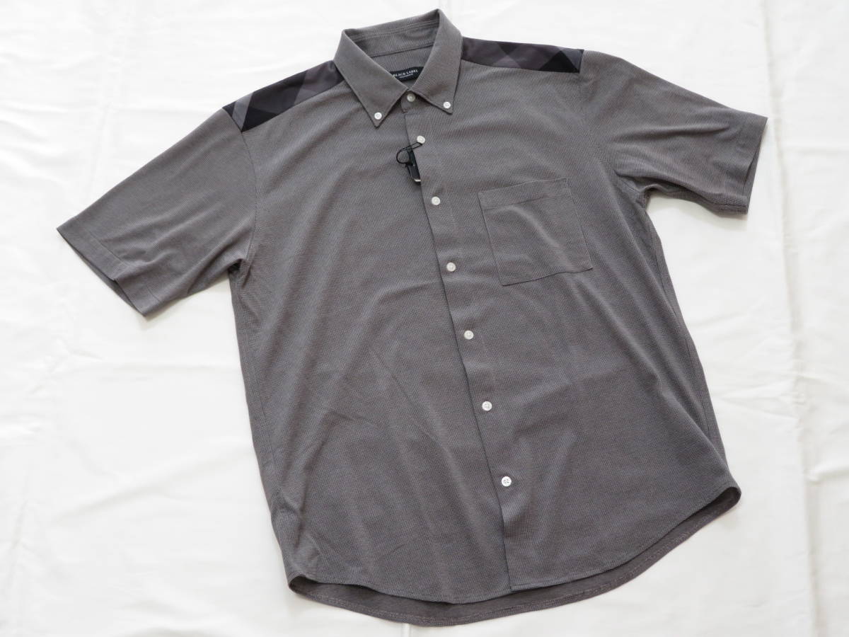 ブラックレーベル クレストブリッジ 半袖肩チェックシャツ Mサイズ　黒系 20,900円