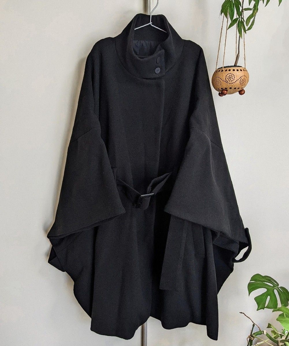 【美品】antiqua ポンチョコート ケープ アウター スタンドネック ハイネック