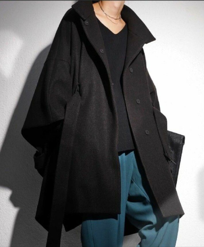 【美品】antiqua ポンチョコート ケープ アウター スタンドネック ハイネック