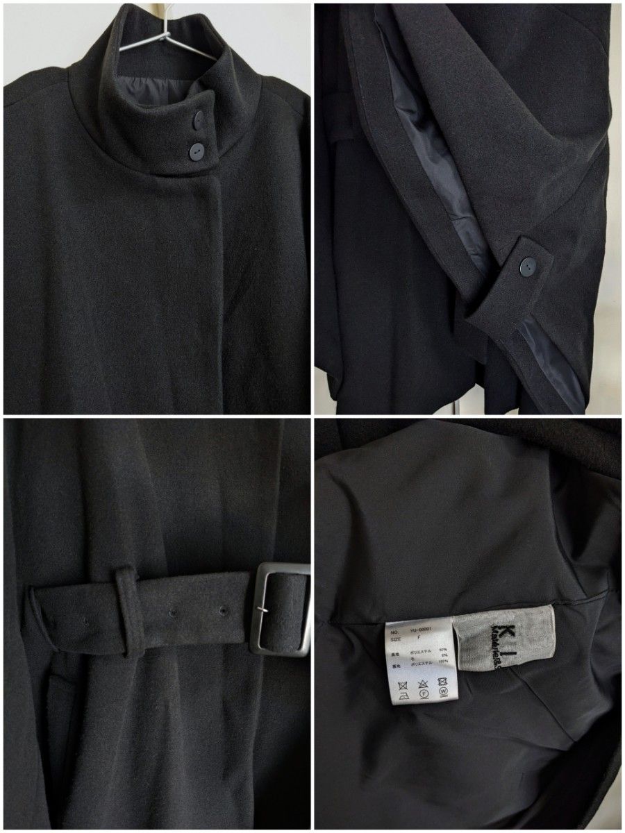 【美品】antiqua ポンチョコート ケープ アウター スタンドネック ハイネック