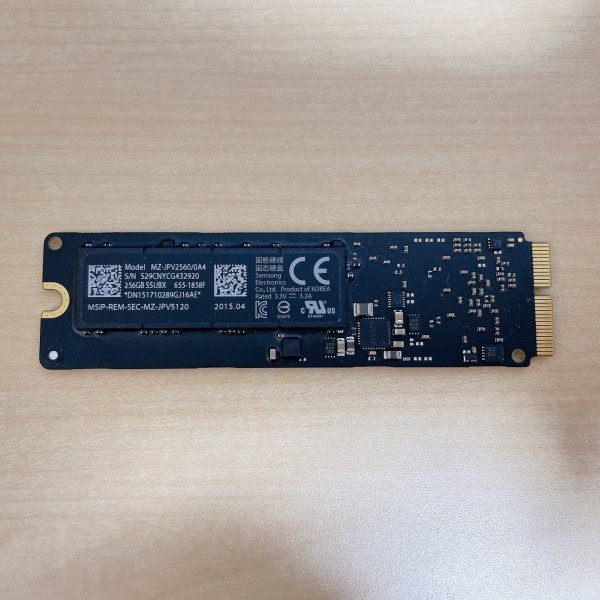 Apple 純正SSD MZ-JPV2560/0A4 256GB PCIe SSD MacBook Pro MacBookAir MacPro, mini 2013 2014 2015(Air2017) Samsung製_画像1