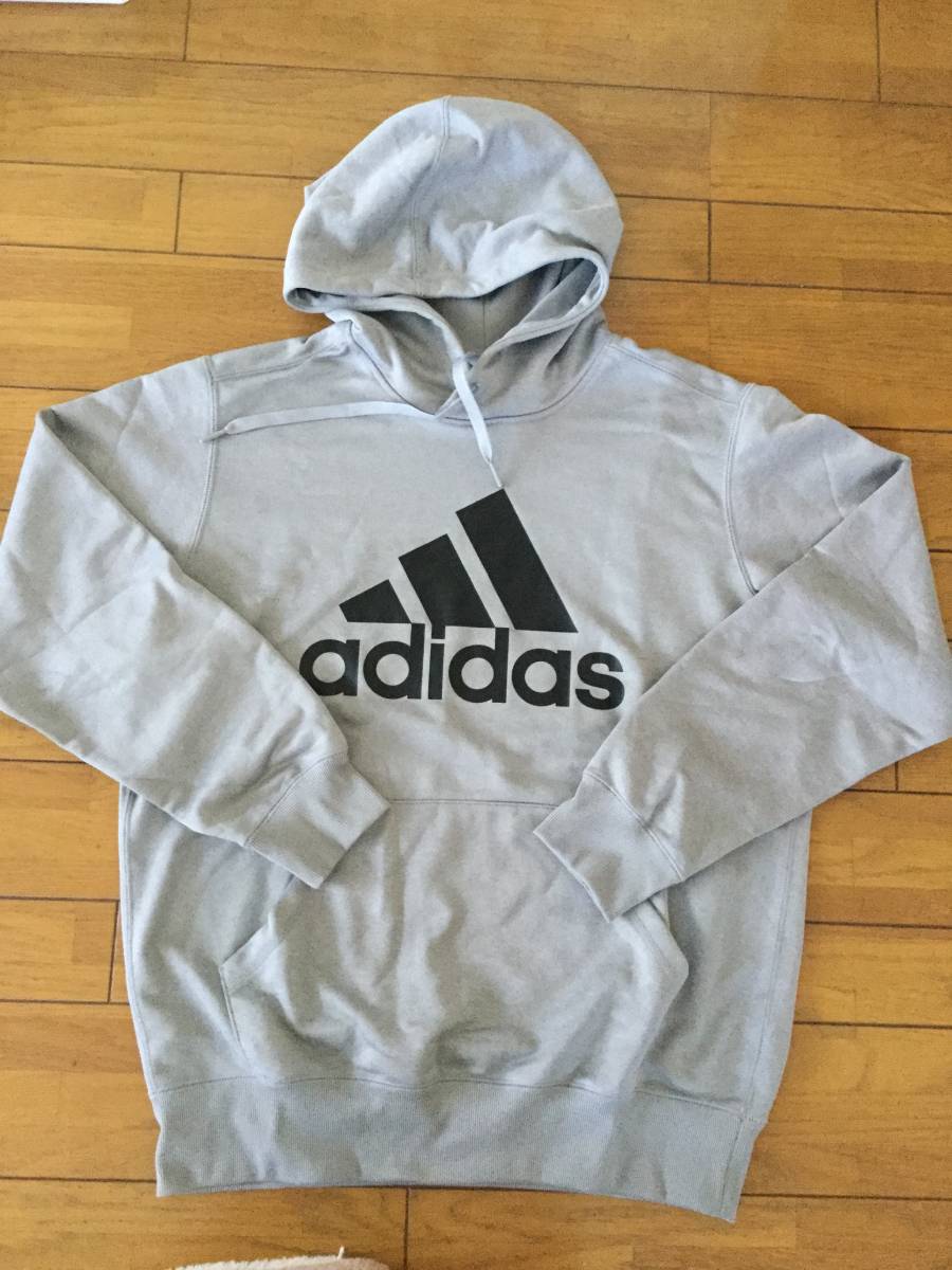 美品adidasパーカーグレーL_画像1