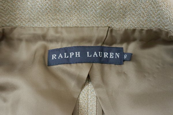 RALPH LAUREN ◆ リネンツイード テーラードジャケット サイズ9 ベージュ ブレザー ラルフローレン ◆G104_画像9