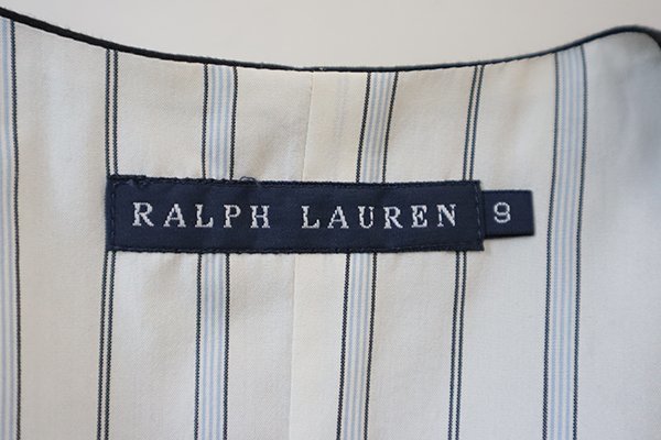 RALPH LAUREN ◆ ウール ストライプ ジレ ネイビー サイズ9 ベスト ビジネス オフィス ラルフローレン ◆36/G104_画像6