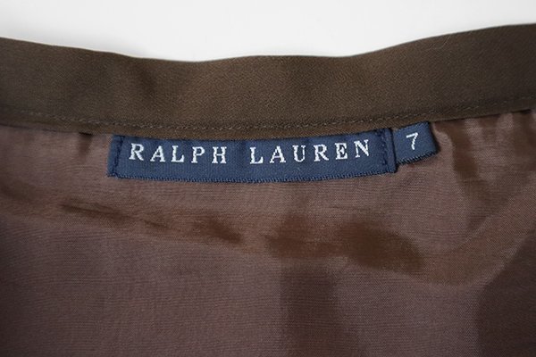 RALPH LAUREN ◆ シルク プリーツ ひざ丈 スカート サイズ7 ブラウン ラルフローレン◆G102_画像6