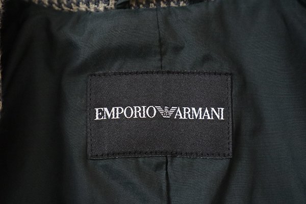 EMPORIO ARMANI ◆ 千鳥格子 リネン テーラードジャケット サイズ38 グレー ブレザー エンポリオ アルマーニ ◆G105_画像8