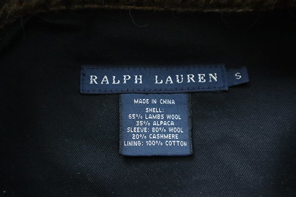 RALPH LAUREN ◆ グレンチェック ツイード ブルゾン S オリーブ 袖リブ 切替 アルパカ混 ラルフローレン ◆G103_画像7