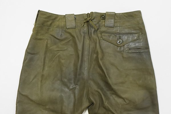 RALPH LAUREN * leather 7 minute height pants khaki size 9 cow leather military Ralph Lauren *G108