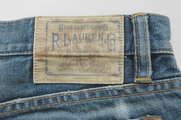 RALPH LAUREN * цветок вышивка Denim шорты размер 28 повреждение обработка индиго Ralph Lauren *G108