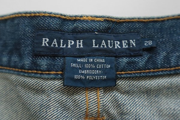 RALPH LAUREN * цветок вышивка Denim шорты размер 28 повреждение обработка индиго Ralph Lauren *G108