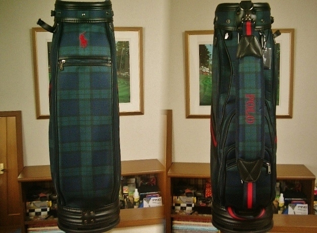 未使用　ＰＯＬＯ　ポロ　ラルフ・ローレン　合繊素材　ブラック・ウォッチ　タータン柄　紺緑赤　ゴルフバッグ