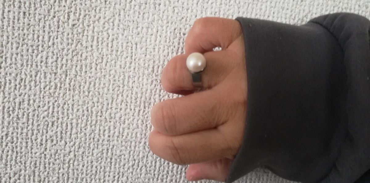 指輪　本真珠　淡水パール　リング　フリーサイズ　アレルギー対応　ハンドメイド