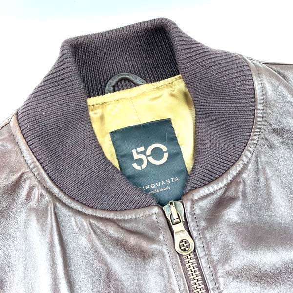ｔ）チンクアンタ CINQUANTA 馬革 シングルジャケット H-505/1 サイズ50 No.16 ブラウン系色 イタリア製 メンズ アウター 中古※ハンガー付_画像2