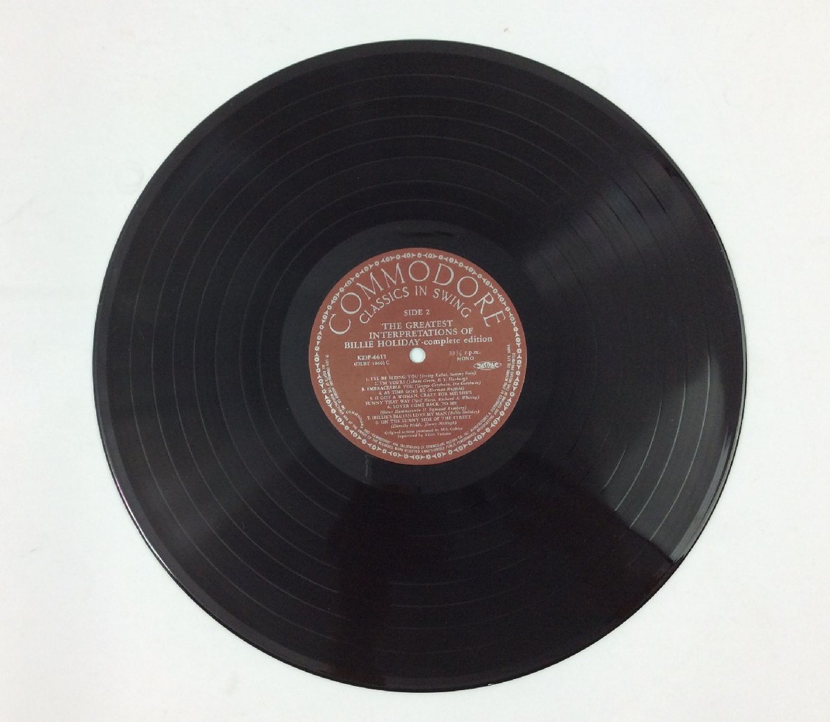 LP レコード Billie Holiday COMMODORE RECORDS 奇妙な果実 ビリー・ホリデイ 1939～1944年 イエスタデイズ 明るい表通りで他 m792-B_画像4