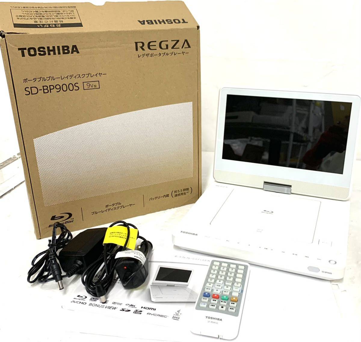 東芝 REGZA レグザ 9型ポータブルブルーレイプレーヤー SD-BP900S-