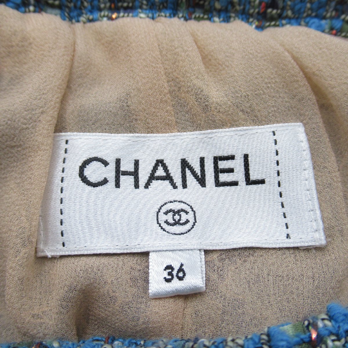 CHANEL シャネル スカート プリーツ スカート ブルー系 コットン 中古 レディース_画像4