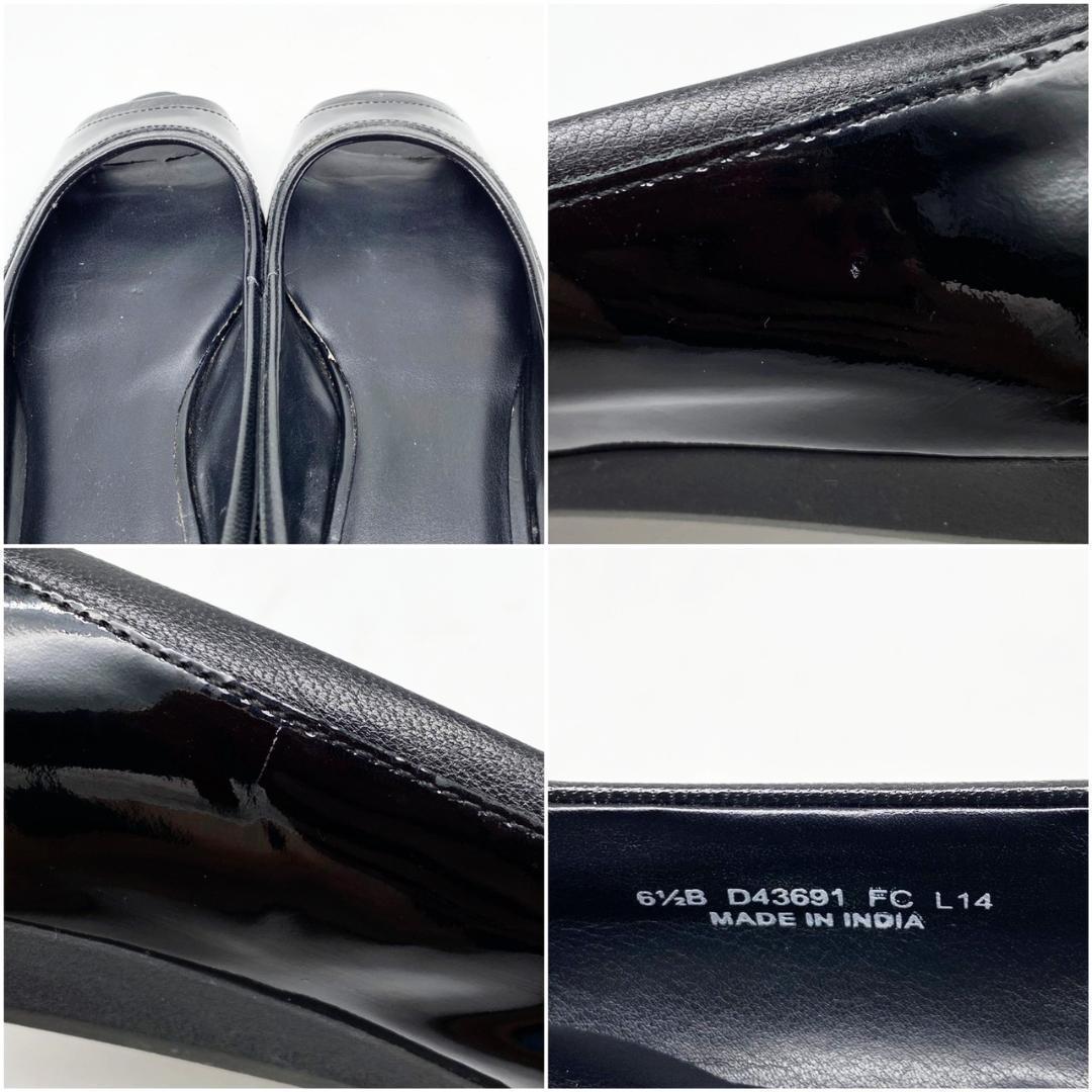 ST26/COLE HAAN コールハーン パンプス オープントゥ 6.5B フラットシューズ 黒 エナメル レディース_画像10