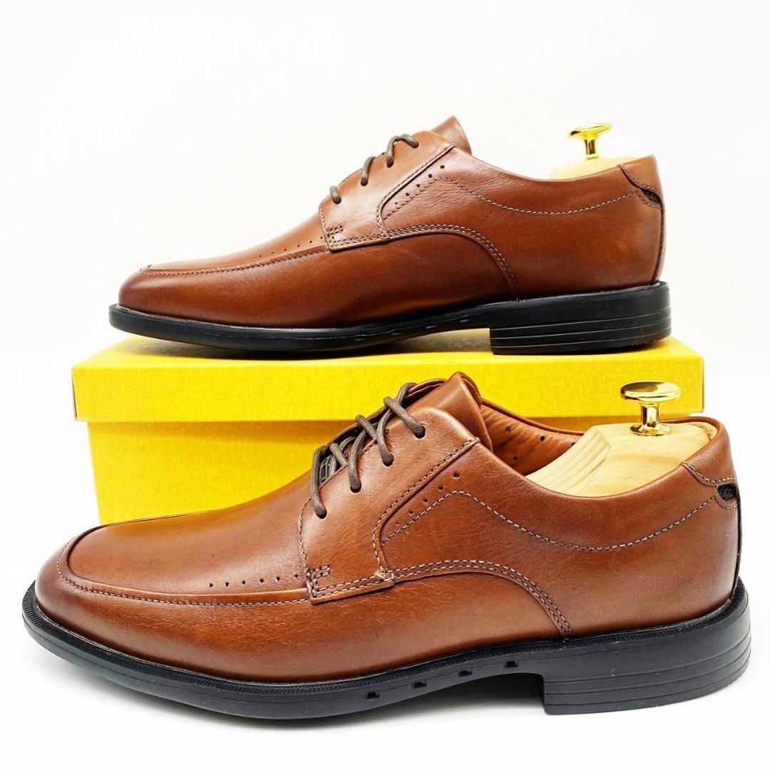 SU94【未使用】Clarks クラークス Uチップ UK6.5G ブラウン メンズシューズ ビジネスシューズ_画像3