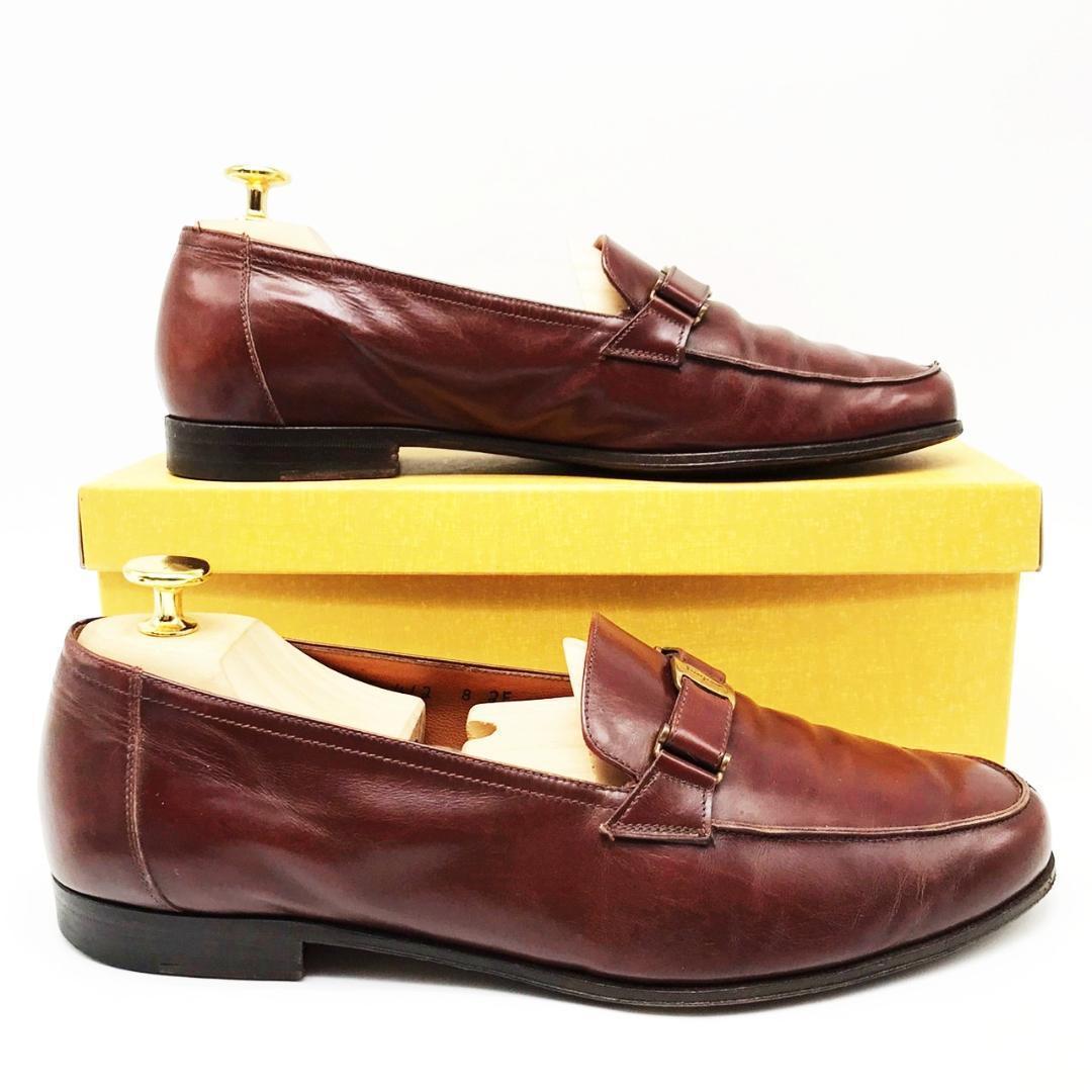 ST30/Salvatore Ferragamo サルヴァトーレフェラガモ ローファー 8EE 革靴 ブラウン ヴァラ金具 メンズシューズ